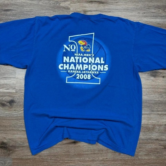vintage 2000s nike team kansas ku state champions basketball graphic tee - Picture 1 of 5